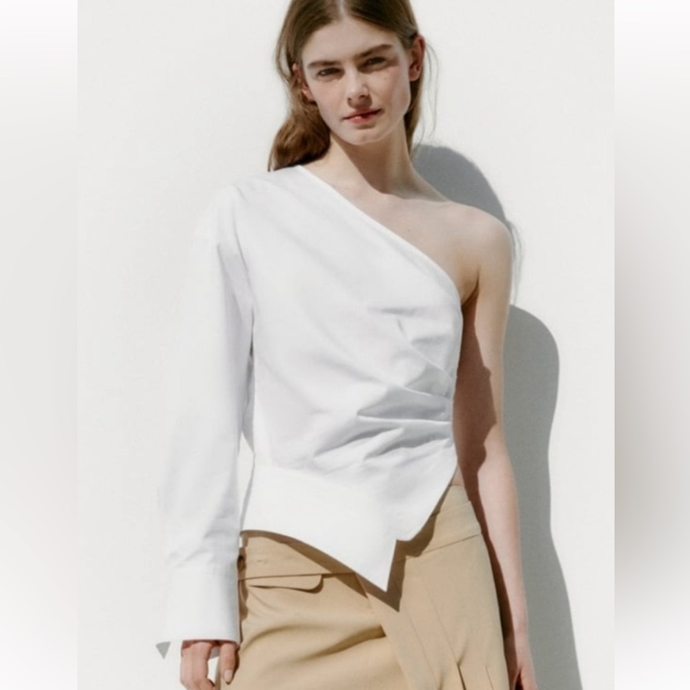 Zara asymmetric garbadine top, SMALL
